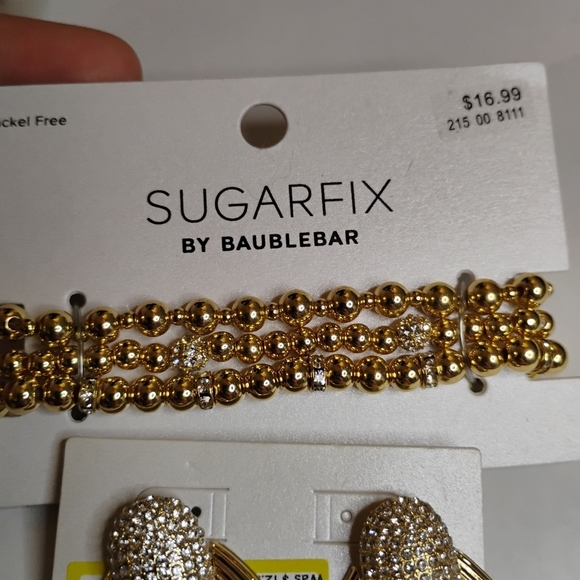 Sugar Fix by Baublebar Gold Tone Rhinestone Earring & Bracelet Set - Picture 5 of 5
